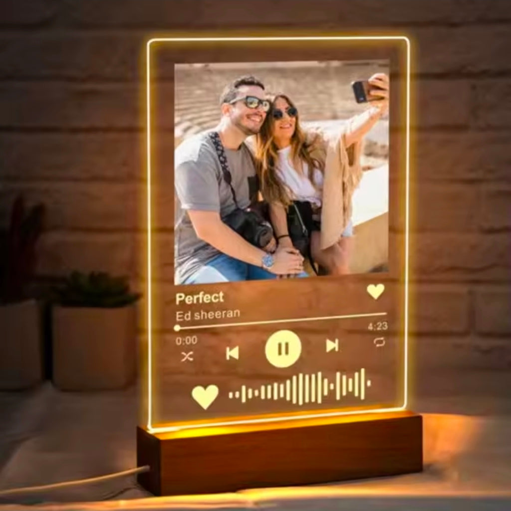 Plaque Photo Spotify LED — Cadeau Personnalisé Unique